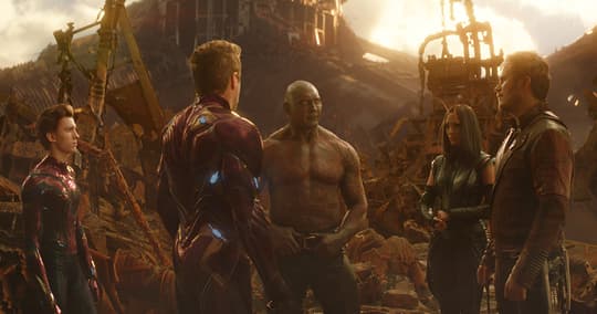 Spider-Man, Iron Man, Drax, Mantis and Star-Lord