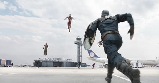 Iron Man (Tony Stark) fighting Captain America