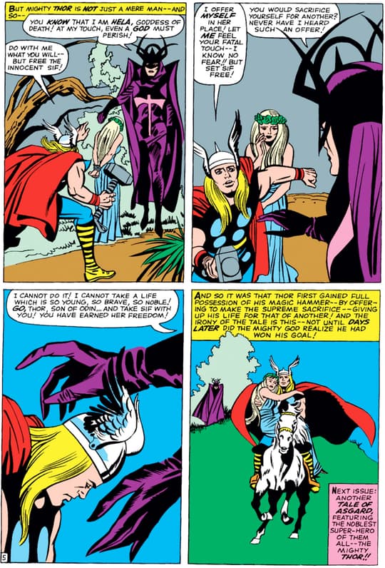 Thor saving the innocent from Hela