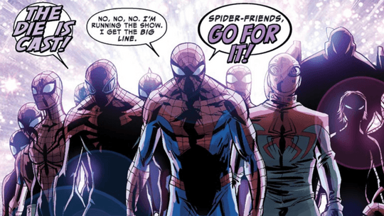 Spider-Man leading the Spider-Army
