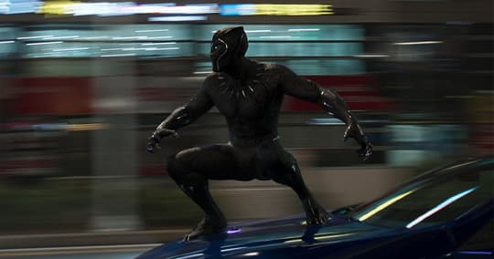 Black Panther on the hood of a car