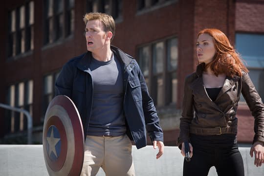 Natasha on the Run with Captain America during the fall of S.H.I.E.L.D.