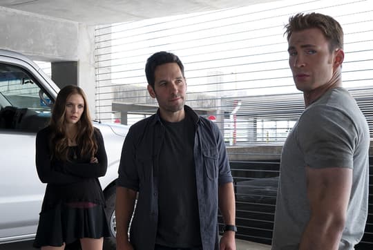Scarlet Witch, Ant-Man, and Captain America