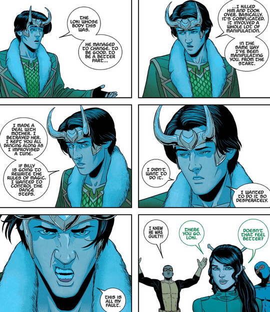 Loki admitting his role in the Young Avengers plight