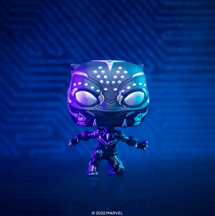 Black Panther Funko Pop / shop it <a href=https://www.funko.com/shop/details/marvel-black-panther-wakanda-forever-pop>here</a>