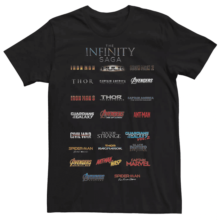 Men's Marvel The Infinity Saga Film Logo Stack Tee