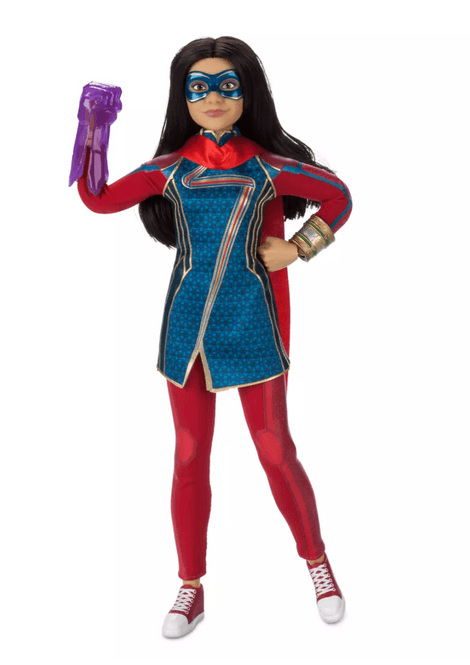 Ms. Marvel Doll / shop it <a href=https://www.shopdisney.com/ms.-marvel-special-edition-doll-ms.-marvel-460025924321.html?isProductSearch=0&plpPosition=1&guestFacing=Toys>here</a>