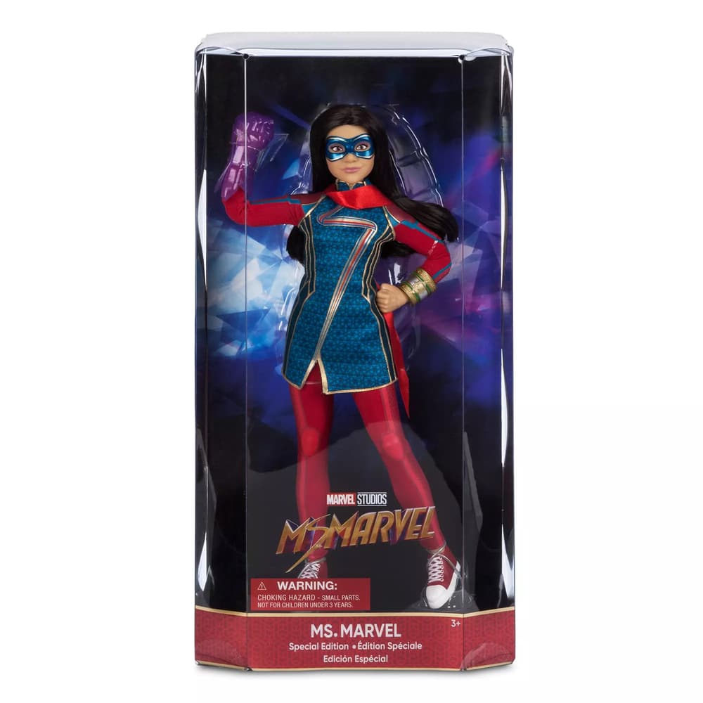 Ms. Marvel Doll / shop it <a href=https://www.shopdisney.com/ms.-marvel-special-edition-doll-ms.-marvel-460025924321.html?isProductSearch=0&plpPosition=1&guestFacing=Toys>here</a>