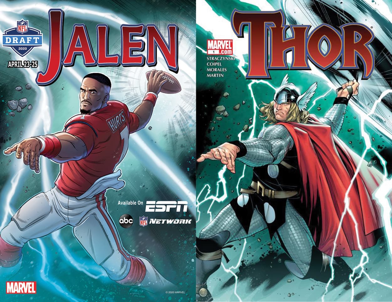 ESPN and Marvel Reimagine Comic Book Covers for the NFL Draft