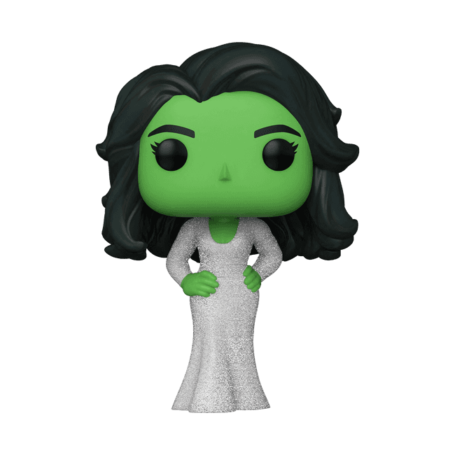 She-Hulk Gala Funko Pop / shop it <a href=https://www.entertainmentearth.com/product/shehulk-gala-pop-vinyl-figure/fu64197>here</a>