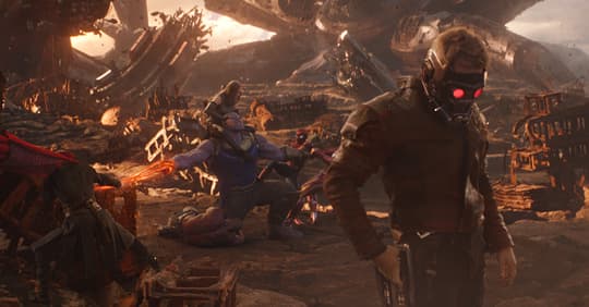 Star-Lord (Peter Quill) on Titan fighting Thanos