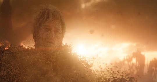 Star-Lord (Peter Quill) disintegrating into dust.