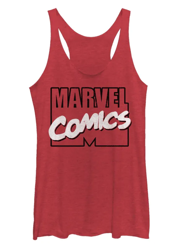 Comics tank-top / shop it <a href=https://fifthsun.com/products/marvel-womens-iconic-comic-logo-racerback-tank-top>here</a>