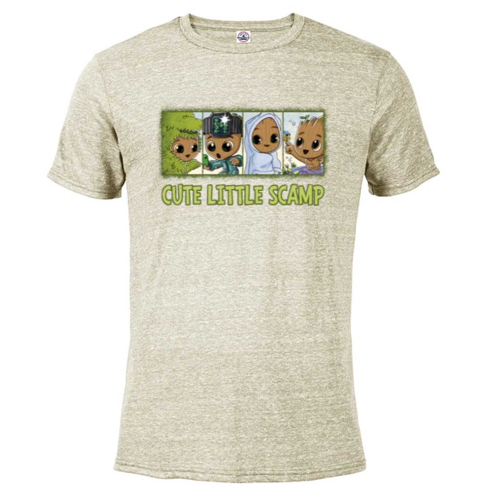 Little Scamp t-shirt / shop it <a href=https://www.walmart.com/ip/Marvel-Studios-I-Am-Groot-Cute-Little-Scamp-Short-Sleeve-Blended-T-Shirt-for-Adults-Customized-Putty-Snow-Heather/1956956998?wmlspartner=wlpa&selectedSellerId=101111101>here</a>