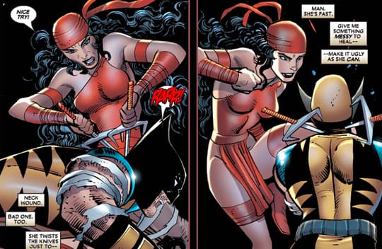 Elektra faces off against Wolverine