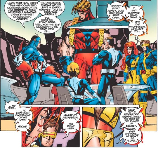 X-Men fighting against Onslaught