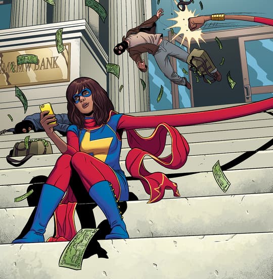 Ms. Marvel (Kamala Khan) fighting bank robber