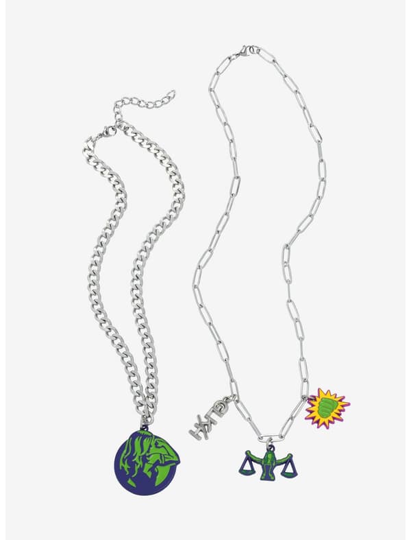 She-Hulk icon necklace / shop it <a href=    https://www.hottopic.com/product/marvel-she-hulk-attorney-at-law-icon-necklace-set/19568492.html>here</a>