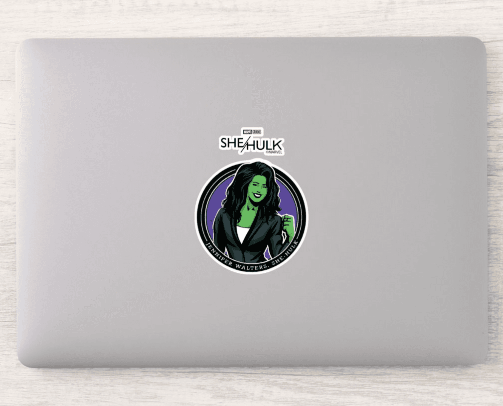 She-Hulk sticker / shop it <a href=https://www.zazzle.com/jennifer_walters_she_hulk_graphic_sticker-256029306830789076>here</a>