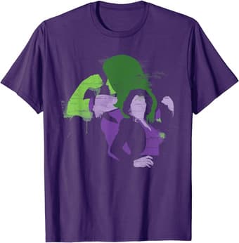 She-Hulk t-shirt / shop it <a href=    https://www.amazon.com/Marvel-Studios-She-Hulk-Jennifer-Walters/dp/B0B8FX6ZYN?ref_=ast_sto_dp&th=1&psc=1>here</a>