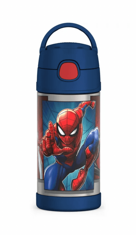 Shop it <a href=https://www.walmart.com/ip/Thermos-Kids-Stainless-Steel-Vacuum-Insulated-Funtainer-Straw-Water-Bottle-Spiderman-12-fl-oz/2366253126?from=/search>here</a>