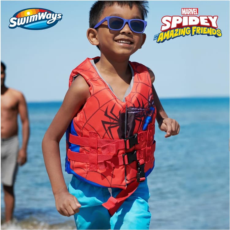 SwimWays Marvel Swim Trainer Life Jacket, US Coast Guard Approved Life Vest Kids Swim Vest, Pool Floats & Life Jackets for Kids 33-55 lbs, Spidey