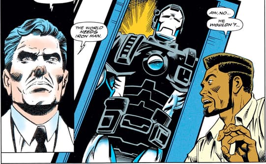 James Rhodes dons the Iron Man Suit
