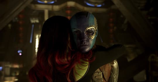 Nebula and Gamora hugging