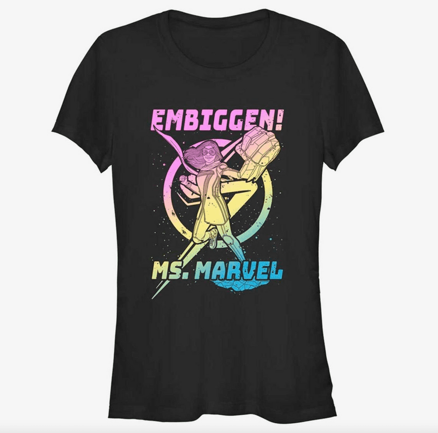 Ms. Marvel gradient t-shirt / shop it <a href=https://www.hottopic.com/product/marvel-ms.-marvel-gradient-marvel-girls-t-shirt/19267484.html>here</a>