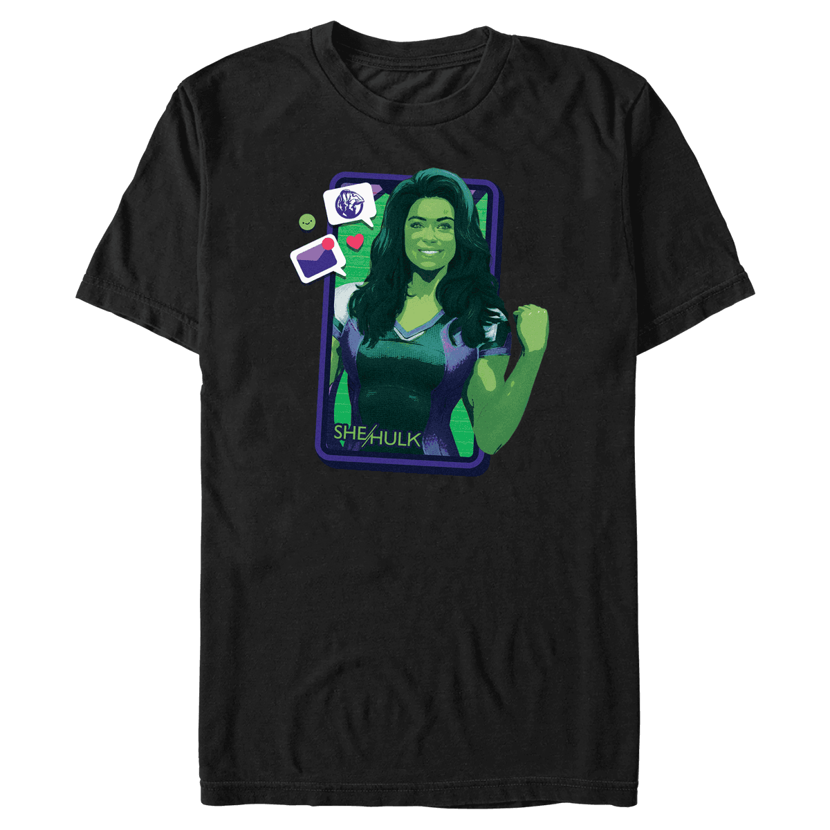She-Hulk t-shirt / shop it <a href= https://www.hottopic.com/product/marvel-she-hulk-attorney-at-law-representative-t-shirt/19774303.html>here</a>