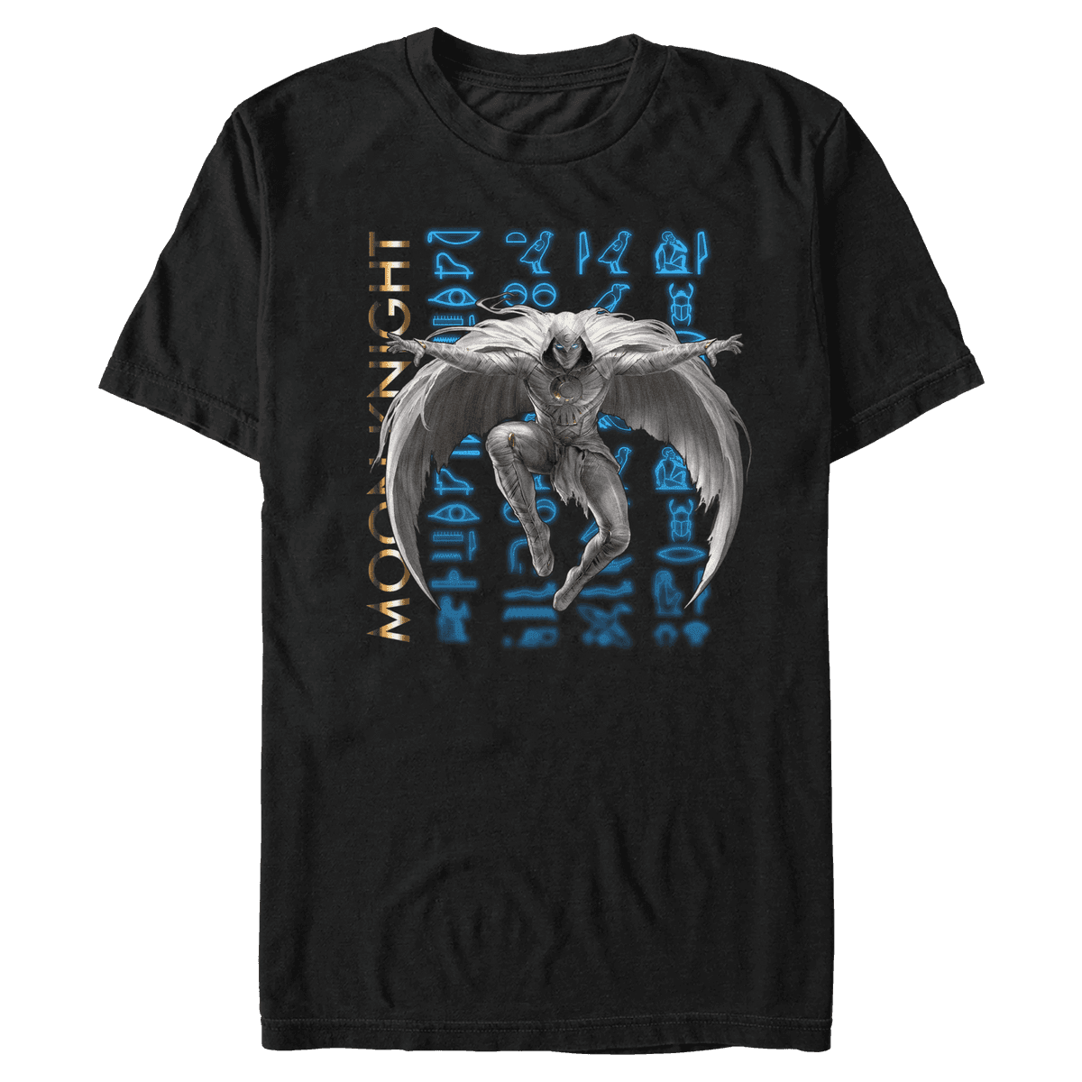 Moon Knight Glyphs Stack t-shirt / shop it <a href=https://www.hottopic.com/product/marvel-moon-knight-glyph-stack-t-shirt/18749563.html>here</a>