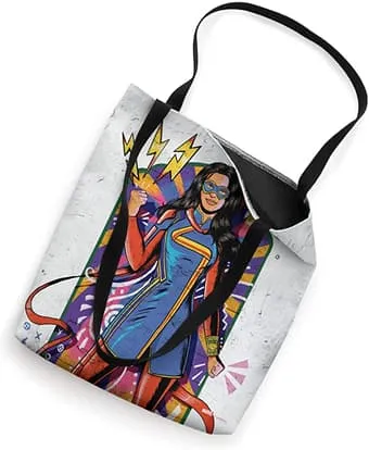 Ms. Marvel tote / shop it <a href=https://www.amazon.com/Marvel-Kamala-Khan-Mural-Tote/dp/B09YVXG1WM>here</a>