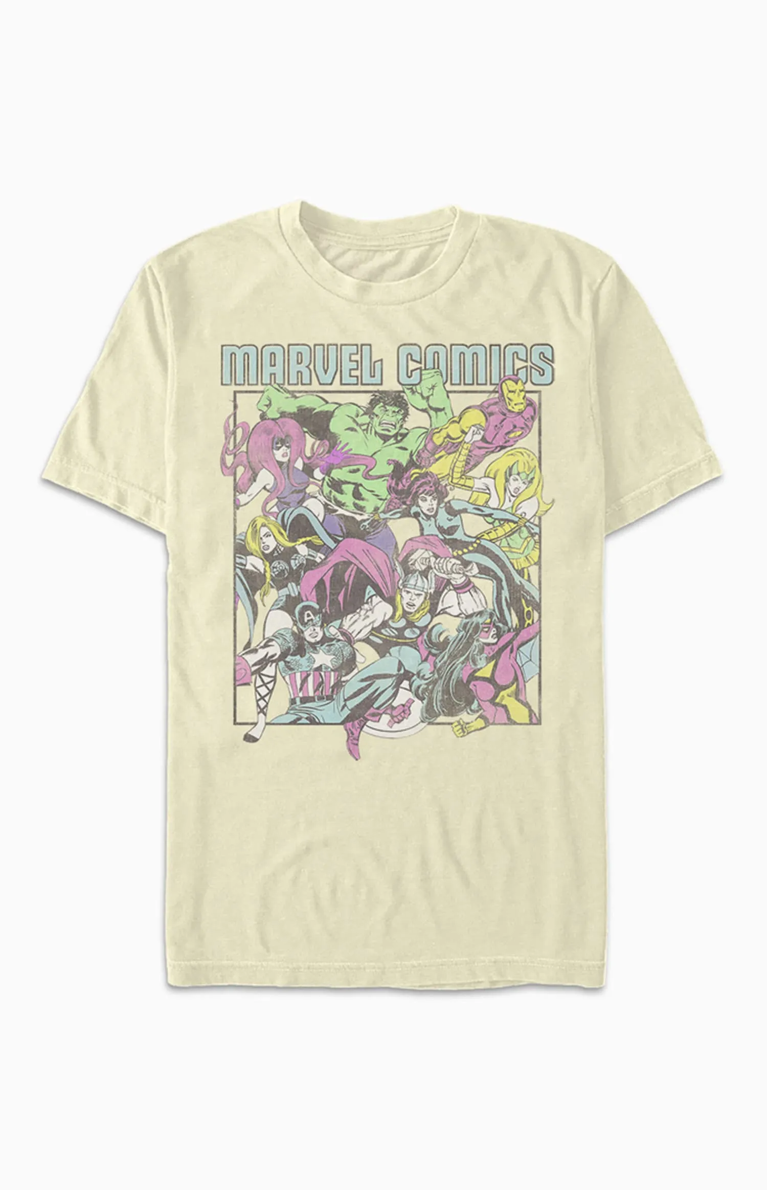 Avengers comics t-shirt / shop it <a href=https://www.pacsun.com/fifth-sun/marvel-avengers-t-shirt-0702602190522.html?tileCgid=undefined>here</a>