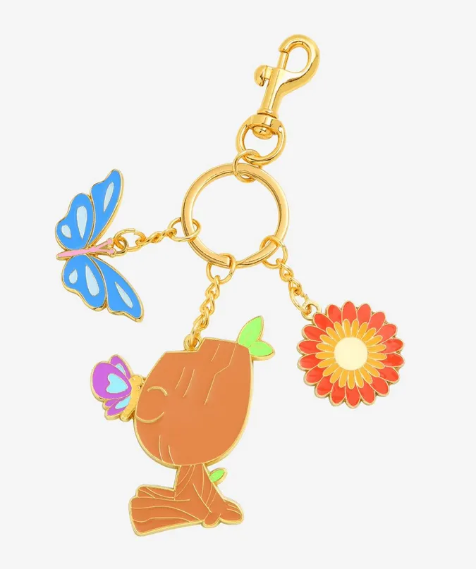 Springtime Groot keychain / shop it <a href=https://www.boxlunch.com/product/loungefly-marvel-guardians-of-the-galaxy-springtime-groot-multi-charm-keychain---boxlunch-exclusive/17125155.html>here</a>