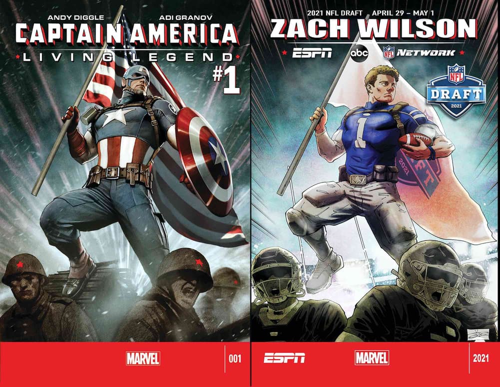 Zach Wilson by J.L. Giles and Ian Herring, after CAPTAIN AMERICA: LIVING LEGEND #1 by Adi Granov