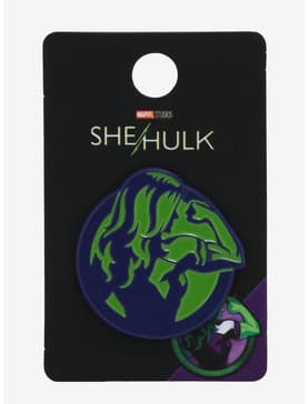 She-Hulk pin / shop it <a href=https://www.boxlunch.com/product/marvel-she-hulk-vector-silhouette-enamel-pin/17903761.html>here</a>