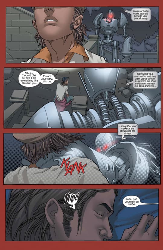 Victor Mancha has a nightmare about his father, Ultron.