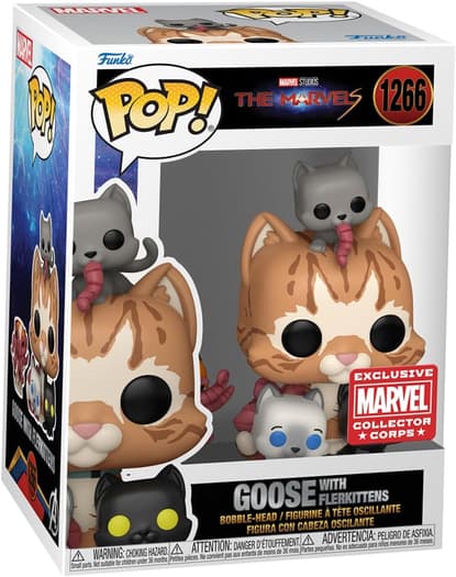 Funko Pop! Marvel Collector Corps Exclusive The Marvels Goose with Flerkittens #1266 w/Free Acrylic CASE