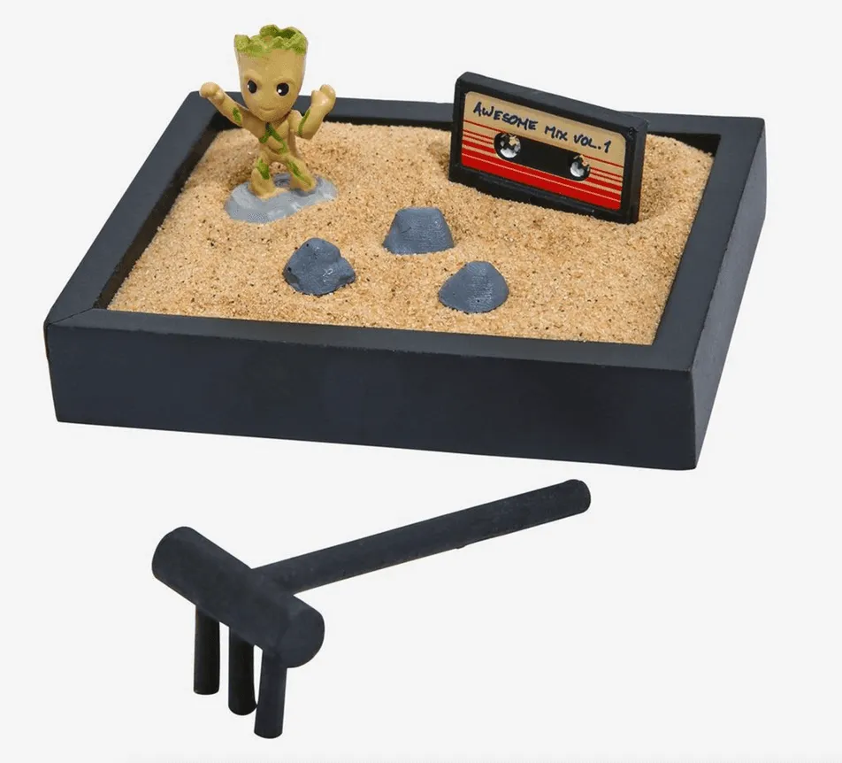 Groot zen garden / shop it <a href=https://www.boxlunch.com/product/marvel-guardians-of-the-galaxy-groot-zen-garden---boxlunch-exclusive/16180187.html>here</a>
