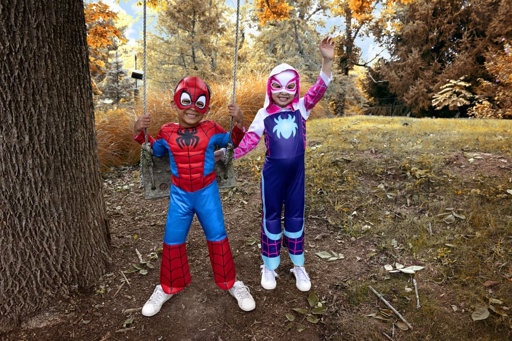 Spider-Man and Spider-Gwen costumes