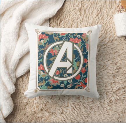 Avengers | Floral Paisley Avengers Logo Throw Pillow