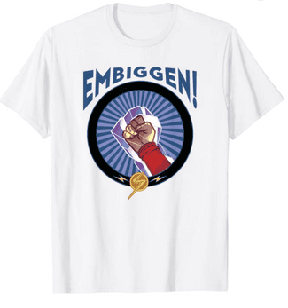 Ms. Marvel Embiggen t-shirt / shop it <a href=https://www.amazon.com/Marvel-Embiggen-Fist-Poster-T-Shirt/dp/B09YVXC5MD?ref_=ast_sto_dp&th=1&psc=1>here</a>