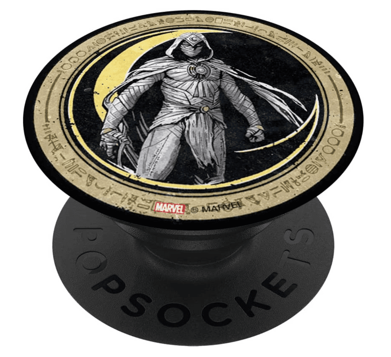 Moon Knight Crescent Egyptian Hieroglyphs PopSocket / shop it <a href=https://www.amazon.com/Marvel-Crescent-Hieroglyphs-PopSockets-Swappable/dp/B09TV1Y7HR>here</a>