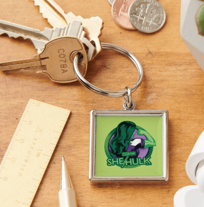 She-Hulk keychain / shop it <a href=https://www.zazzle.com/she_hulk_icon_keychain-146709033088834051>here</a>