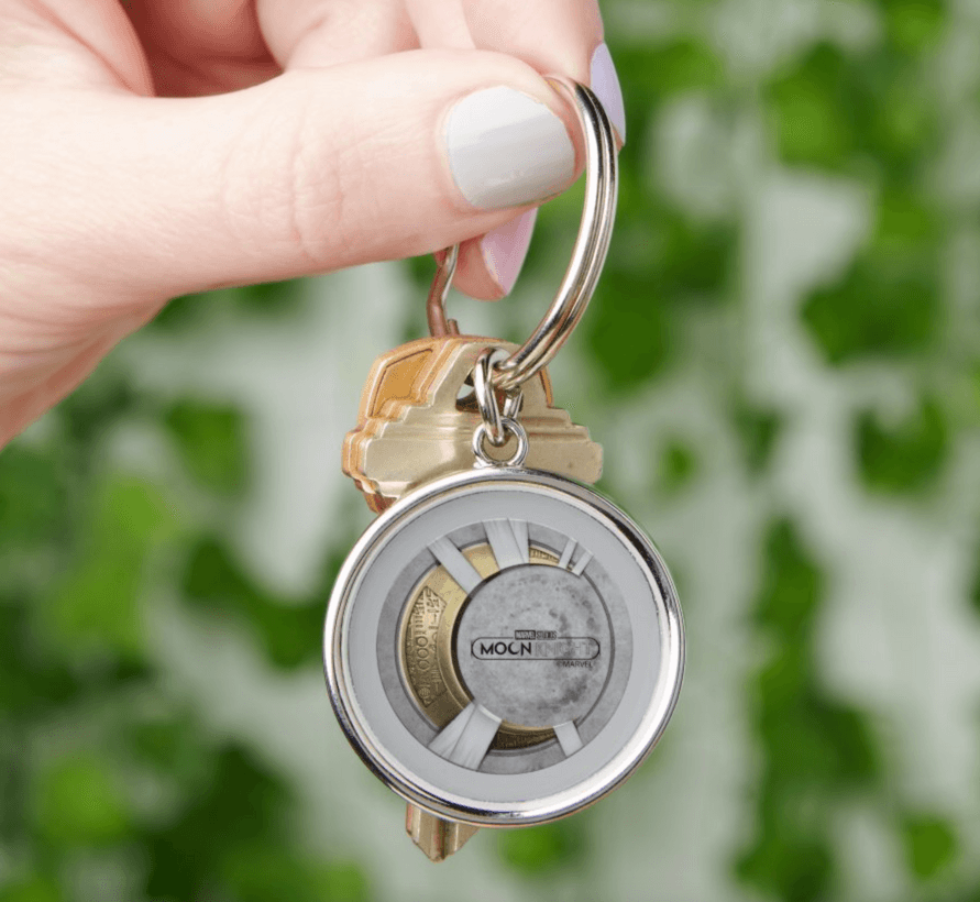 Moon Knight keychain / shop it <a href=https://www.zazzle.com/moon_knight_crescent_moon_chest_icon_keychain-146444034312703045>here</a>