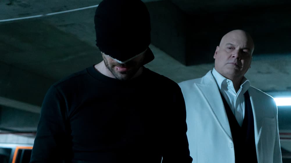 Charlie Cox as Matt Murdock/Daredevil and Vincent D'Onofrio in Marvel's Daredevil Season 3