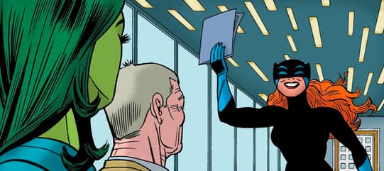 Hellcat (Patsy Walker) holding her contract