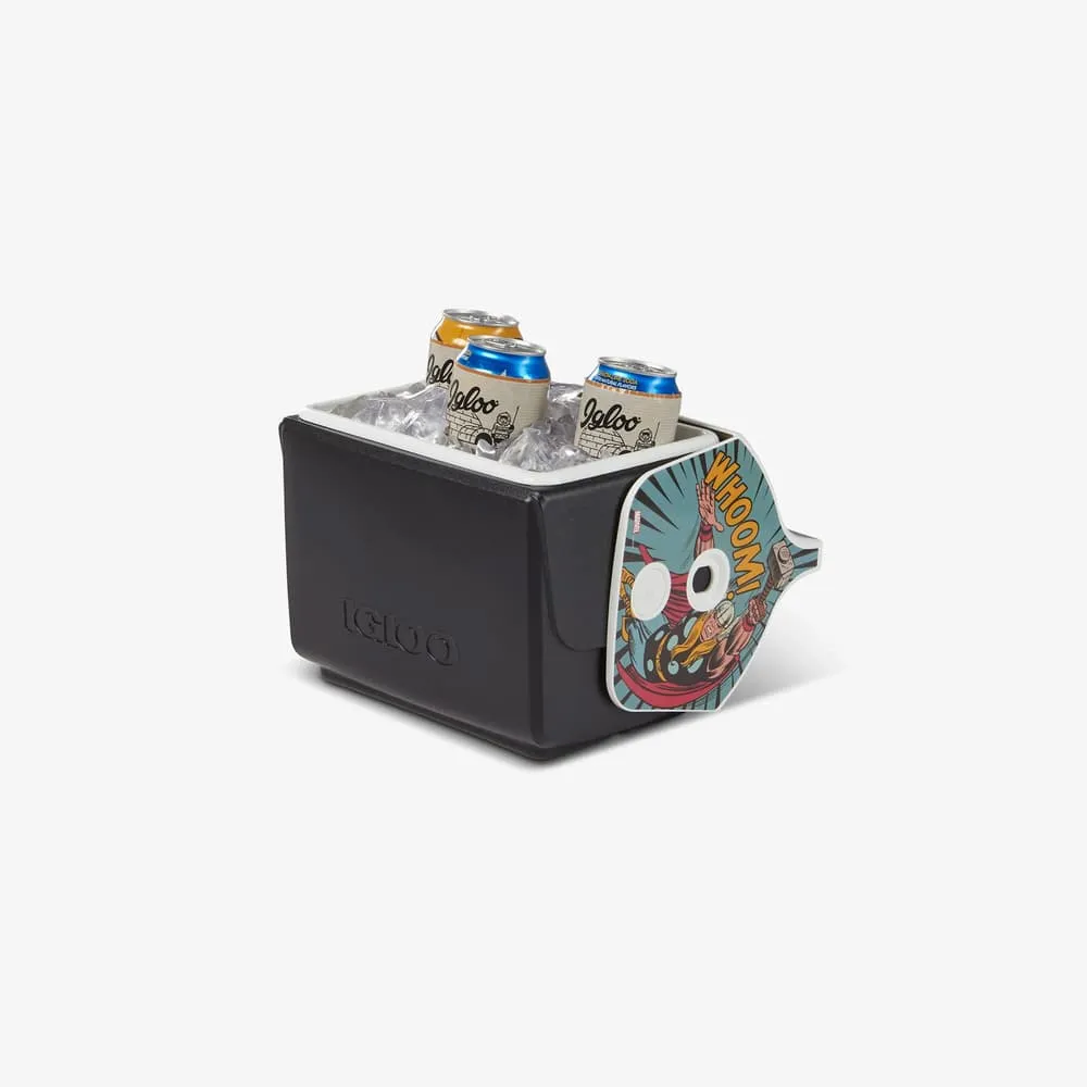 Thor Cooler / shop it <a href=https://www.igloocoolers.com/products/marvel-thor-little-playmate-cooler>here</a>