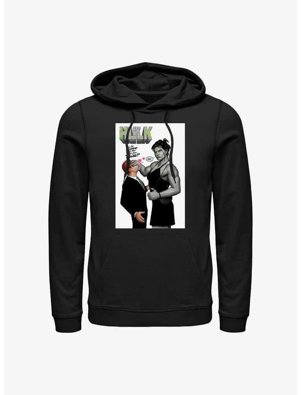 She-Hulk hoodie / shop it <a href=  https://www.hottopic.com/product/marvel-she-hulk-is-love-in-the-air-hoodie/19698846.html>here</a>