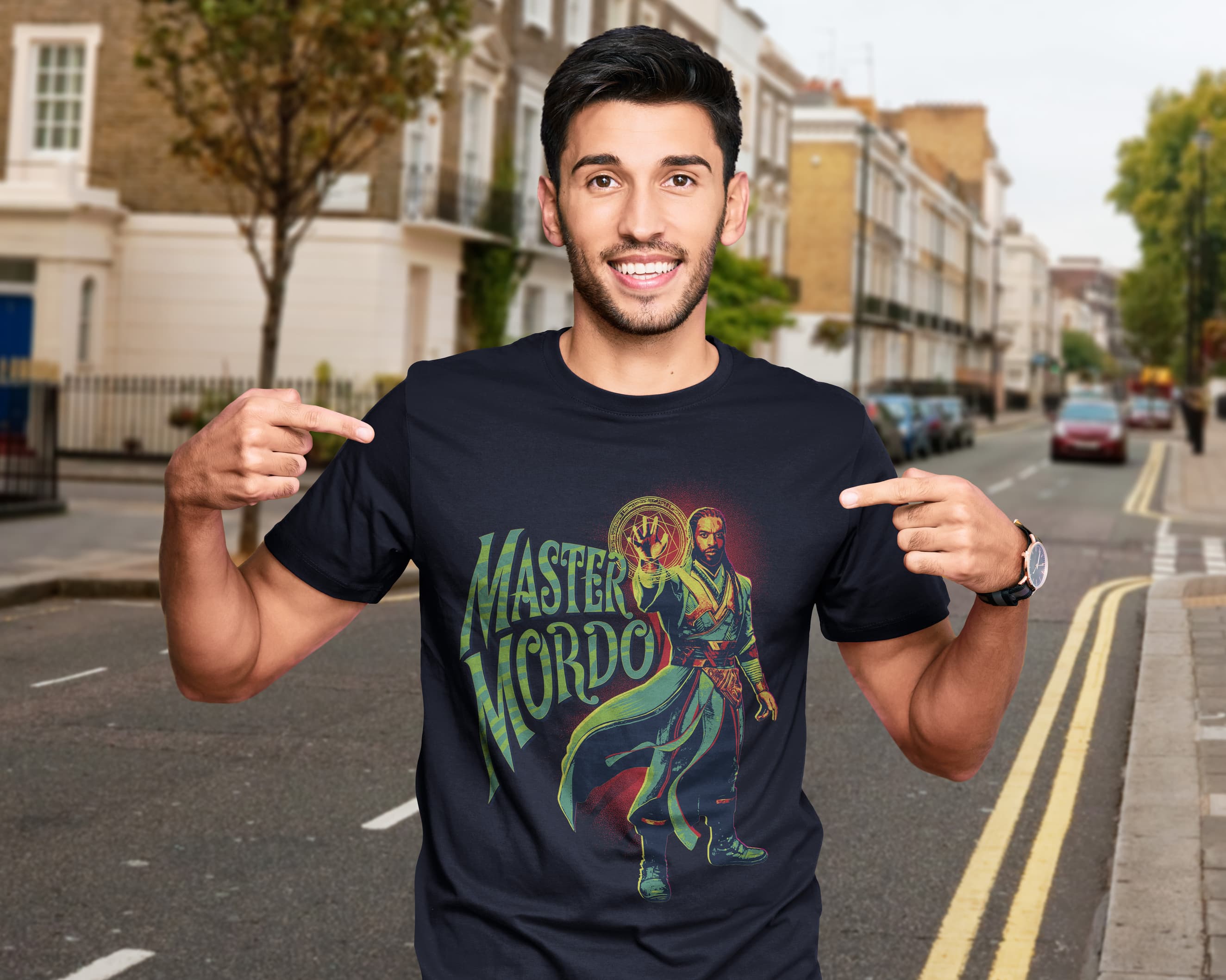 Master Mordo t-shirt / shop it <a href=https://www.amazon.com/Marvel-Strange-Multiverse-Madness-T-Shirt/dp/B09VYKT6DC>here</a>